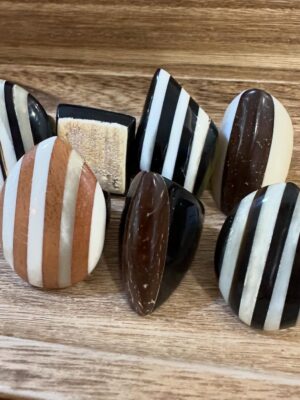Handmade Guayacan Wood & Bone Decorative Stones