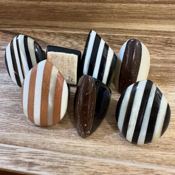 Handmade Guayacan Wood & Bone Decorative Stones