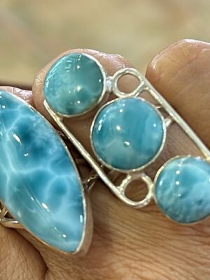 Larimar Silver Rings - Multi-Stone Design