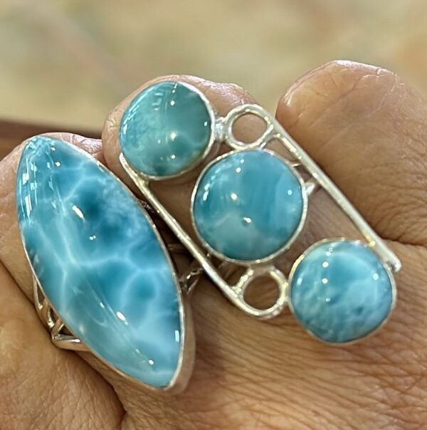 Larimar Silver Rings - Multi-Stone Design