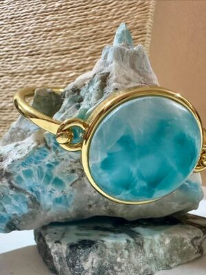 Gold-Plated Larimar Cuff Bracelet