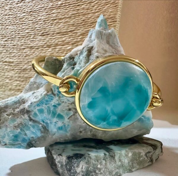 Gold-Plated Larimar Cuff Bracelet