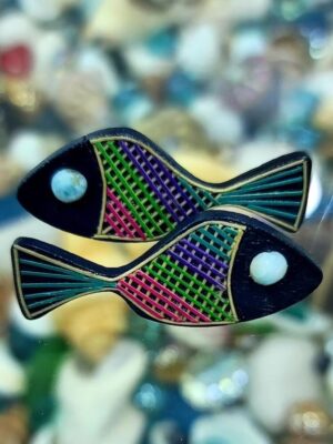 Woven Fish Magnets with Larimar Inlay