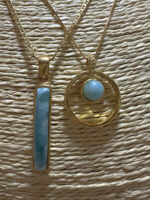 Gold-Plated Larimar Pendant Necklaces