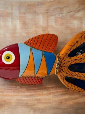 Large Handpainted Wooden Fish - Patricio Correa Art